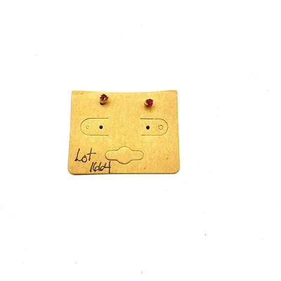 1664 14k Yellow Gold 4 prong Ruby Pierced Earrings