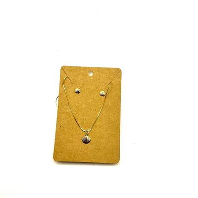 1666 14k Yellow Gold Childs Shell Earring and Necklace Set