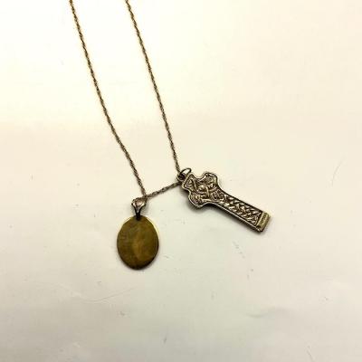 1669 14k & 9 k Cross Yellow Gold Ladies Celtic Cross and School Charm