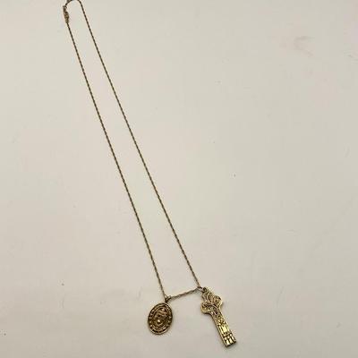 1669 14k & 9 k Cross Yellow Gold Ladies Celtic Cross and School Charm