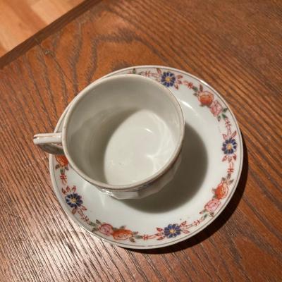 Vintage made in occupied Japan demitasse teacups with saucers and little boy