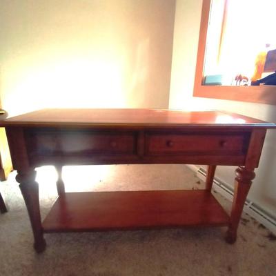 2 TIER WOODEN SOFA TABLE WITH TWO DRAWERS