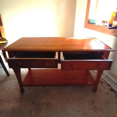 2 TIER WOODEN SOFA TABLE WITH TWO DRAWERS