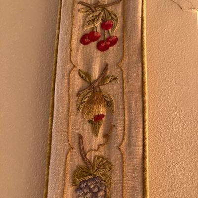 Vintage bell pull embroidery fruits