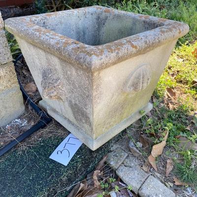 Pair concrete lion planters