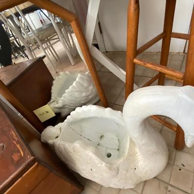 Bar stools, table lot bar stools, table folds, concrete planter tater bin as pictured