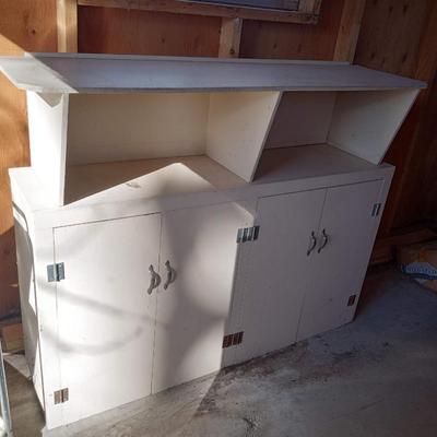 2 PIECE CABINET AND A KITCHEN CART ON CASTERS