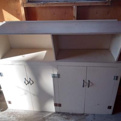 2 PIECE CABINET AND A KITCHEN CART ON CASTERS