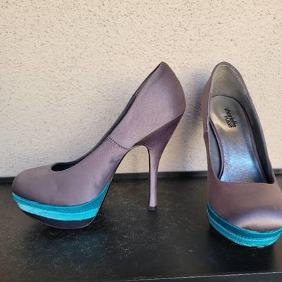 Purple & Blue Satin Stilettos