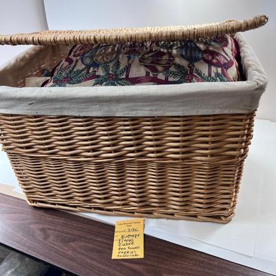 Large basket full of Vintage Linens