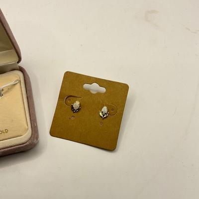 1671 Antique 14k Yellow Gold Enamel Pendant and Chain (as-Is) with 14k Yellow Gold Opal Earrings