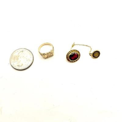 1691 10k Yellow Gold Colgate University Pin with Gold Initial Ring