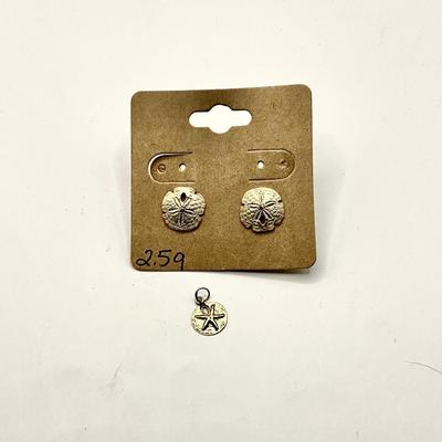 1693 14k Yellow Gold Sand Dollar Jewelry Set