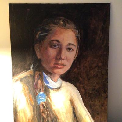1654 Acrylic Portrait on Board Local Artist