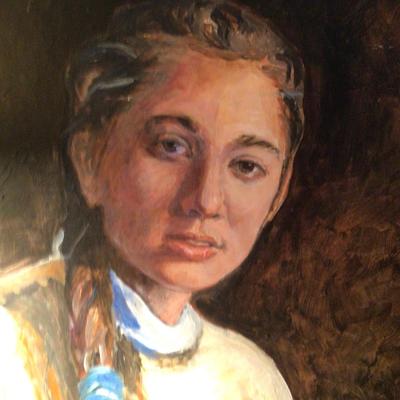 1654 Acrylic Portrait on Board Local Artist