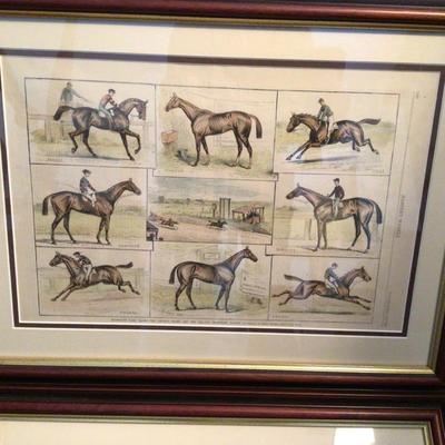 1650 Framed Country Lithograph Lot Equestrian Massachusetts