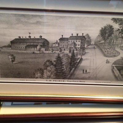1650 Framed Country Lithograph Lot Equestrian Massachusetts
