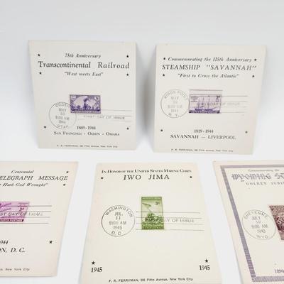 7 PC VINTAGE 1ST DAY ISSUE STAMP POSTCARD BUNDLE
