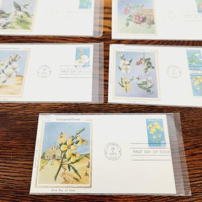 5 PC- 1st DAY ISSUE STAMP COLLECTION - ENDANGERED FLOWERS