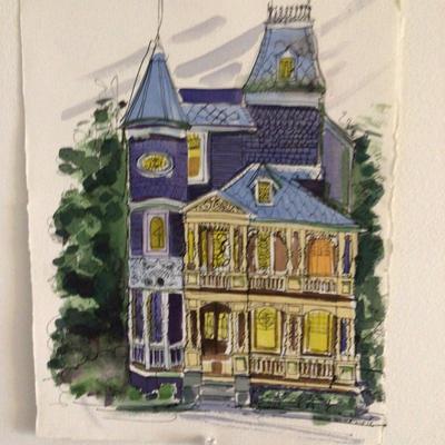 1640 Streetscape Watercolor Painting Lot Originals