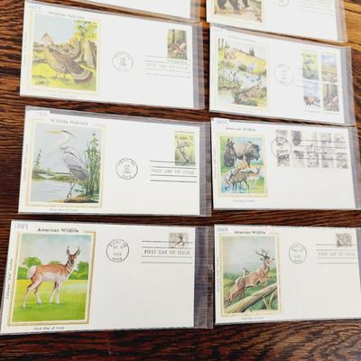 9 PC- 1ST DAY ISSUE STAMPS - WILDLIFE HABITATS & AMERICAN WILD LIFE