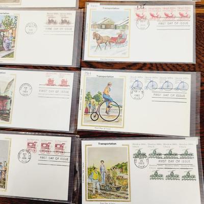 13 PC- 1ST DAY ISSUE STAMP COLLECTION - TRANSPORTATION
