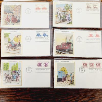 13 PC- 1ST DAY ISSUE STAMP COLLECTION - TRANSPORTATION