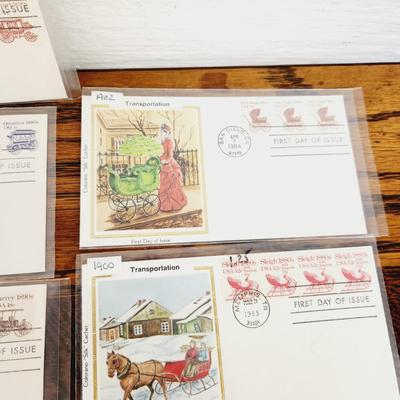 13 PC- 1ST DAY ISSUE STAMP COLLECTION - TRANSPORTATION