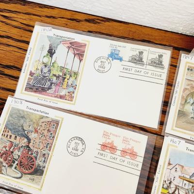 13 PC- 1ST DAY ISSUE STAMP COLLECTION - TRANSPORTATION
