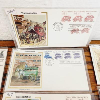 13 PC- 1ST DAY ISSUE STAMP COLLECTION - TRANSPORTATION