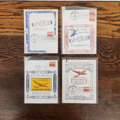 4 PC - 1ST DAY ISSUE STAMPS - AIR MAIL POSTCARD BUNDLE