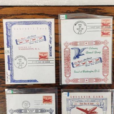 4 PC - 1ST DAY ISSUE STAMPS - AIR MAIL POSTCARD BUNDLE