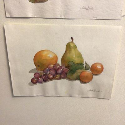 1635 Fruit Watercolor Paintings Apples Lemons