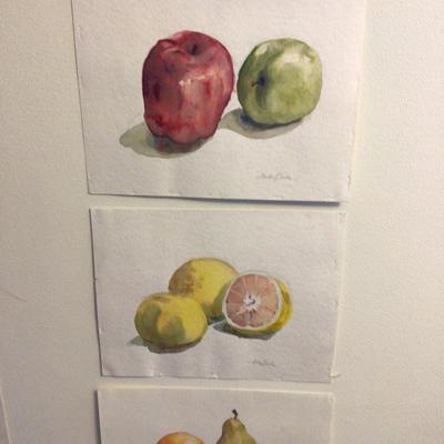 1635 Fruit Watercolor Paintings Apples Lemons
