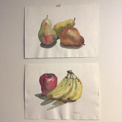 1635 Fruit Watercolor Paintings Apples Lemons