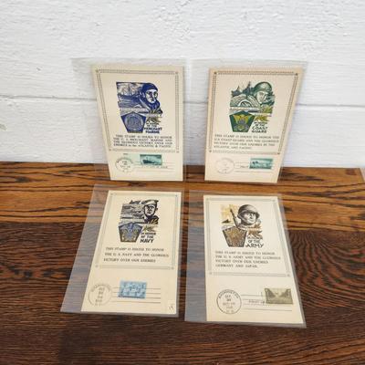 4 PC - 1ST DAY ISSUE STAMP COLLECTION - ARMED FORCES POSTCARDS