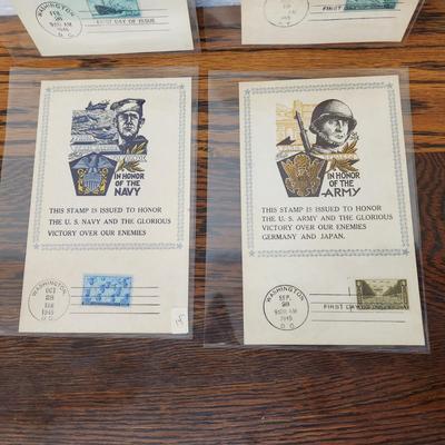 4 PC - 1ST DAY ISSUE STAMP COLLECTION - ARMED FORCES POSTCARDS