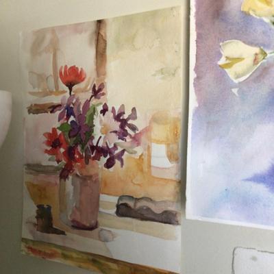 1634 Watercolor Flower Paintings Lot Originals