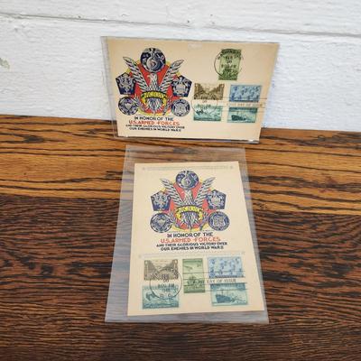 2 PC - 1ST DAY ISSUE STAMPS - IN HONOR OF US ARMED FORCES