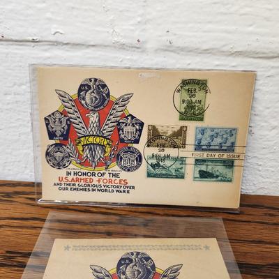 2 PC - 1ST DAY ISSUE STAMPS - IN HONOR OF US ARMED FORCES