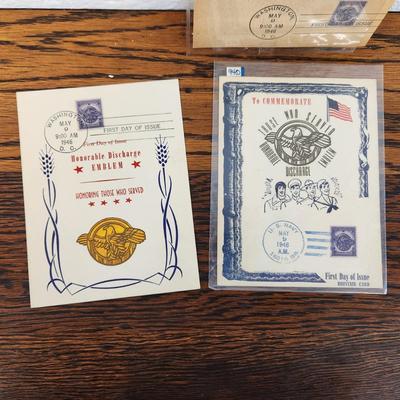 4 PC - 1ST DAY ISSUE STAMPS - HONORABLE DISCHARGE ARMED FORCES COLLECTION