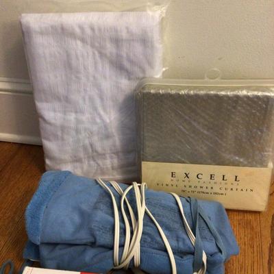 1632 New Shower Curtains & Heating Pad Lot