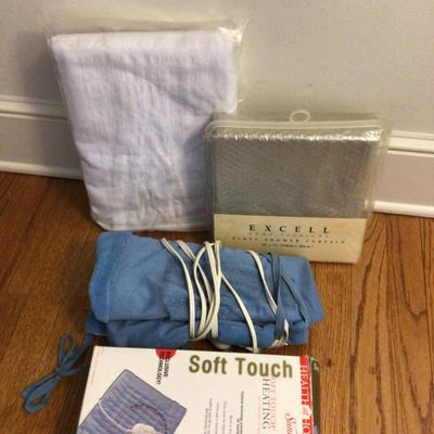 1632 New Shower Curtains & Heating Pad Lot