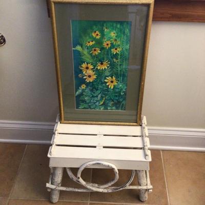 1629 Grapevine Stool & Sunflower Art