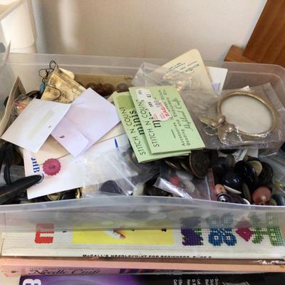 1585 Needle Craft Books Buttons Scissors Lot