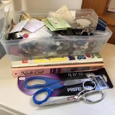 1585 Needle Craft Books Buttons Scissors Lot