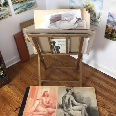 1598 Artist Nudes Sketches Lot with Portfolio Case