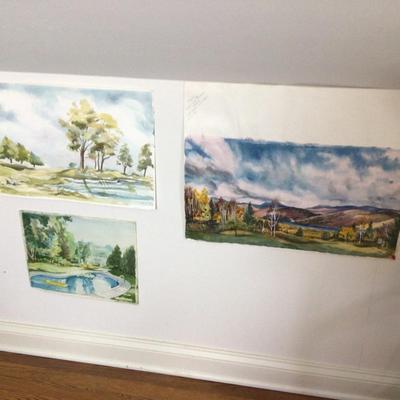 1599 Watercolor Landscape Painting Lot Original Art
