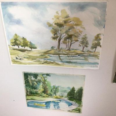 1599 Watercolor Landscape Painting Lot Original Art