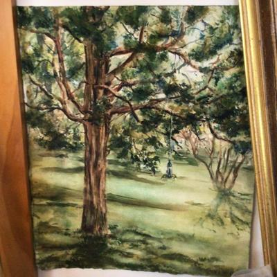 1592 Gold Tone Frame & Original Painting